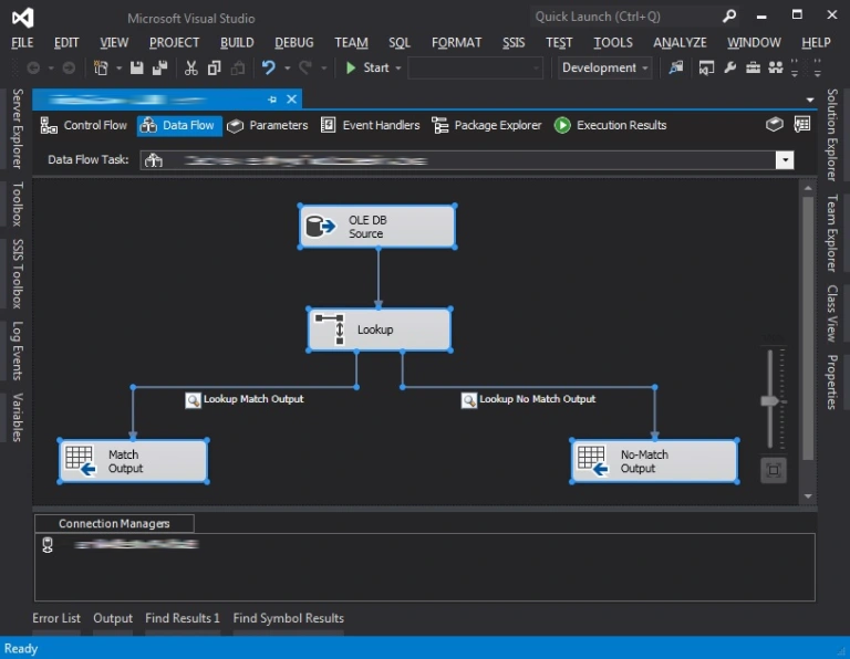 Screenshot of an SSIS ETL package.